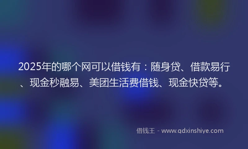 2025年的哪个网可以借钱有：随身贷、借款易行、现金秒融易、美团生活费借钱、现金快贷等。