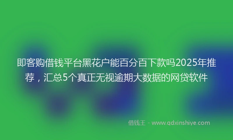 即客购借钱平台黑花户能百分百下款吗2025年推荐，汇总5个真正无视逾期大数据的网贷软件