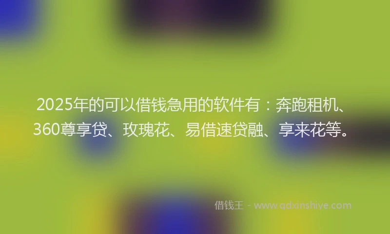 2025年的可以借钱急用的软件有：奔跑租机、360尊享贷、玫瑰花、易借速贷融、享来花等。