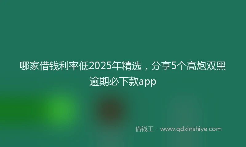 哪家借钱利率低2025年精选，分享5个高炮双黑逾期必下款app