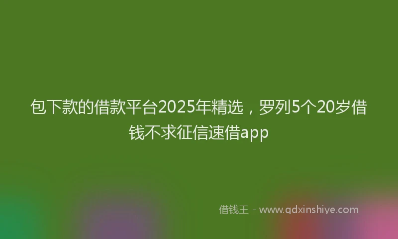 包下款的借款平台2025年精选，罗列5个20岁借钱不求征信速借app