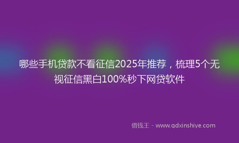 哪些手机贷款不看征信2025年推荐，梳理5个无视征信黑白100%秒下网贷软件