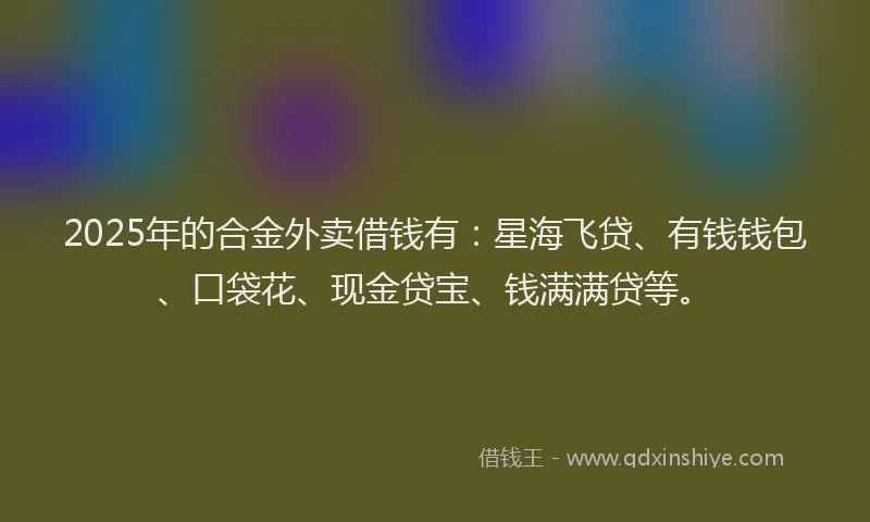 2025年的合金外卖借钱有：星海飞贷、有钱钱包、口袋花、现金贷宝、钱满满贷等。