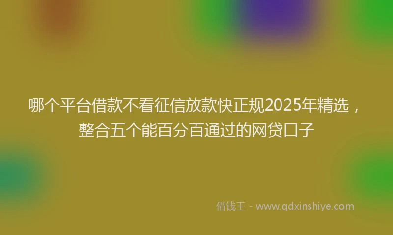 哪个平台借款不看征信放款快正规2025年精选，整合五个能百分百通过的网贷口子
