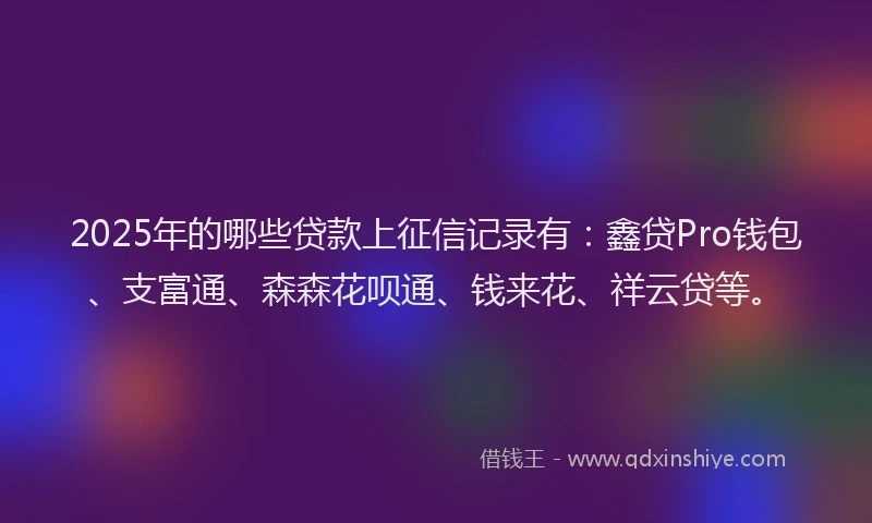2025年的哪些贷款上征信记录有：鑫贷Pro钱包、支富通、森森花呗通、钱来花、祥云贷等。