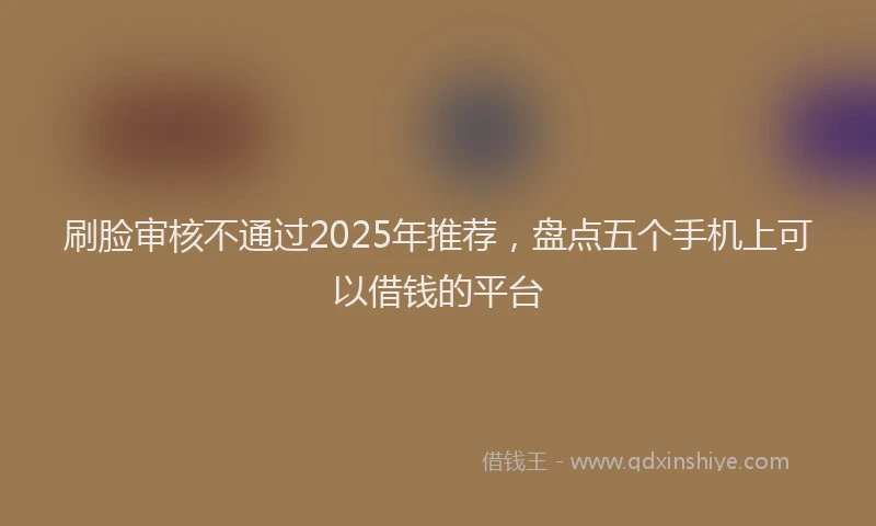 刷脸审核不通过2025年推荐，盘点五个手机上可以借钱的平台