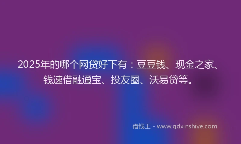 2025年的哪个网贷好下有：豆豆钱、现金之家、钱速借融通宝、投友圈、沃易贷等。