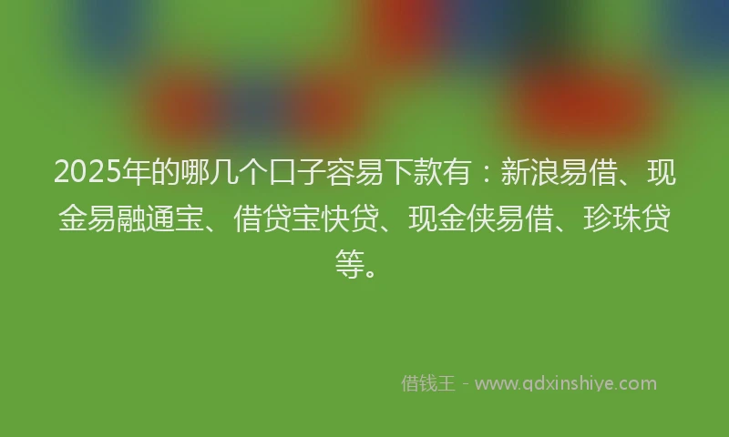 2025年的哪几个口子容易下款有：新浪易借、现金易融通宝、借贷宝快贷、现金侠易借、珍珠贷等。