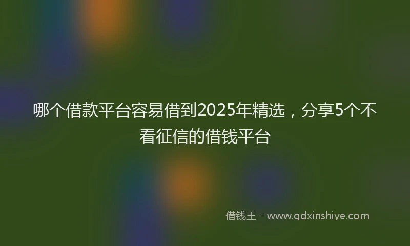 哪个借款平台容易借到2025年精选，分享5个不看征信的借钱平台