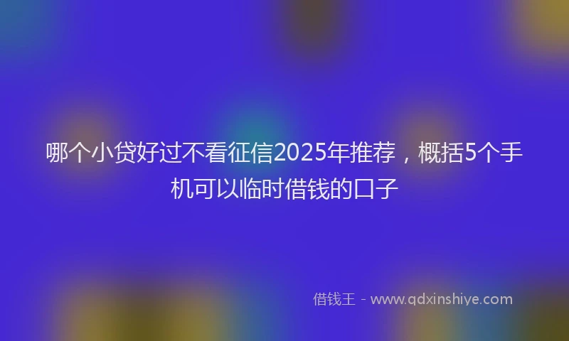 哪个小贷好过不看征信2025年推荐，概括5个手机可以临时借钱的口子