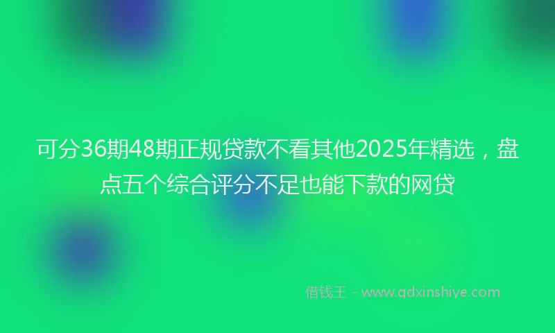 可分36期48期正规贷款不看其他2025年精选，盘点五个综合评分不足也能下款的网贷