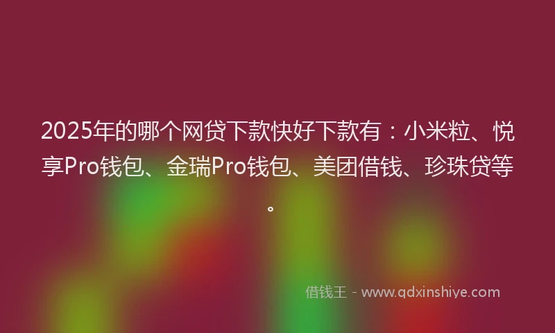 2025年的哪个网贷下款快好下款有：小米粒、悦享Pro钱包、金瑞Pro钱包、美团借钱、珍珠贷等。