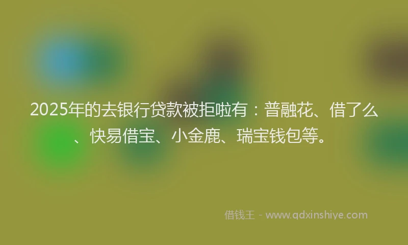 2025年的去银行贷款被拒啦有：普融花、借了么、快易借宝、小金鹿、瑞宝钱包等。