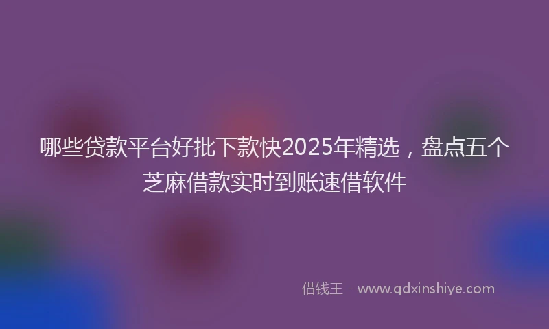 哪些贷款平台好批下款快2025年精选，盘点五个芝麻借款实时到账速借软件