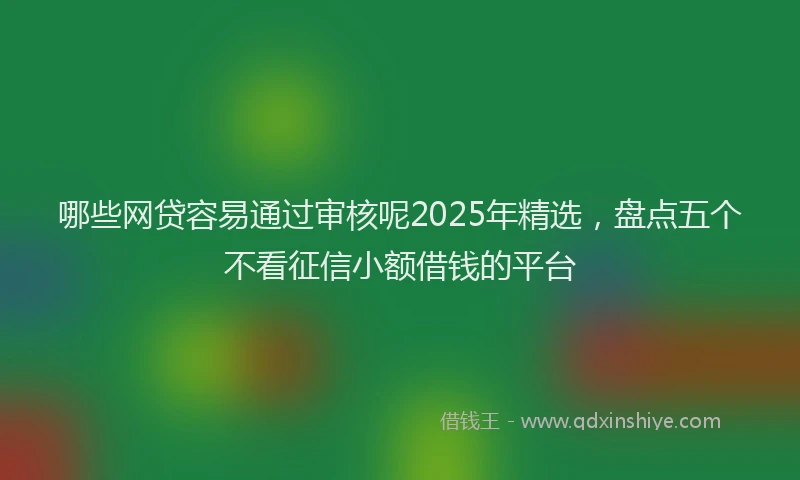哪些网贷容易通过审核呢2025年精选，盘点五个不看征信小额借钱的平台