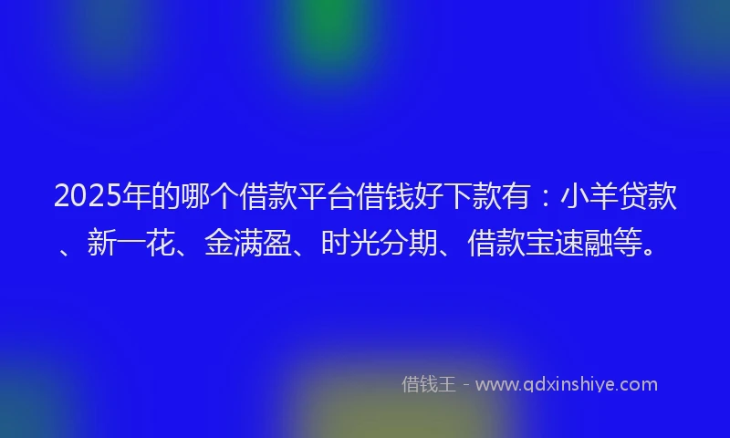 2025年的哪个借款平台借钱好下款有：小羊贷款、新一花、金满盈、时光分期、借款宝速融等。