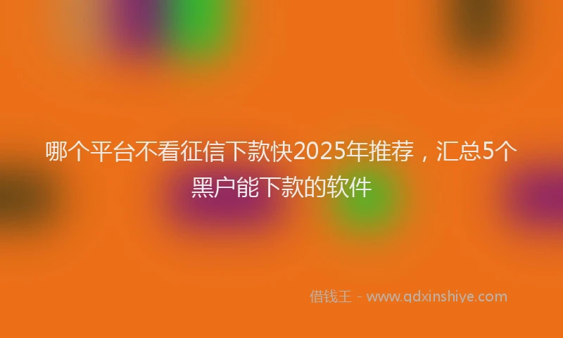 哪个平台不看征信下款快2025年推荐，汇总5个黑户能下款的软件