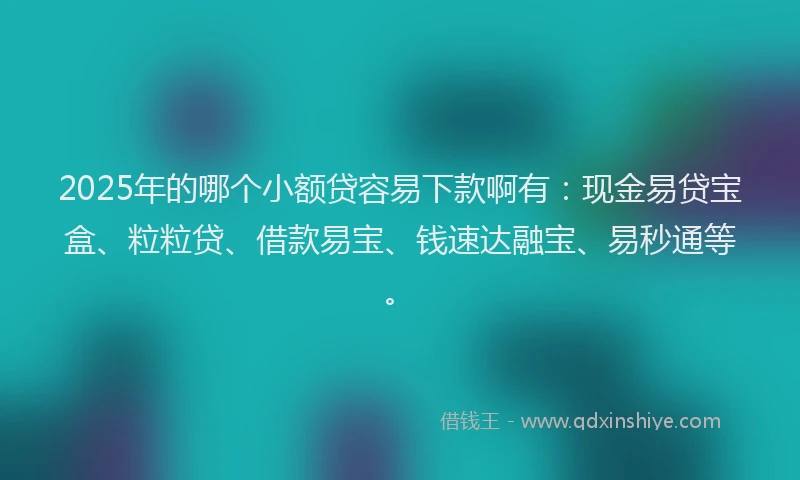 2025年的哪个小额贷容易下款啊有：现金易贷宝盒、粒粒贷、借款易宝、钱速达融宝、易秒通等。