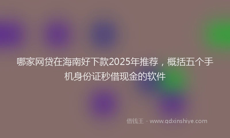 哪家网贷在海南好下款2025年推荐，概括五个手机身份证秒借现金的软件