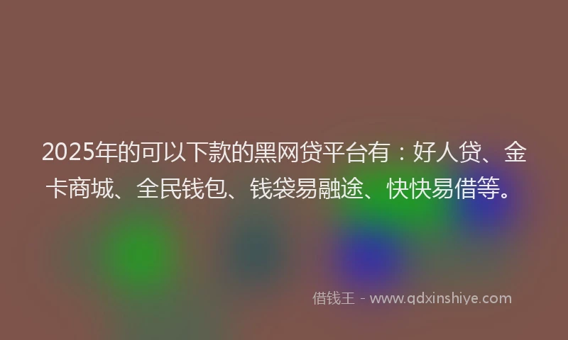 2025年的可以下款的黑网贷平台有：好人贷、金卡商城、全民钱包、钱袋易融途、快快易借等。