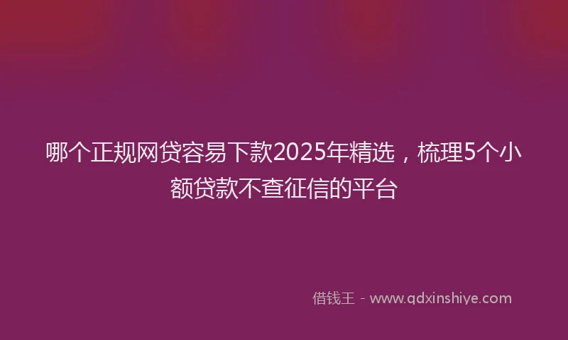 哪个正规网贷容易下款2025年精选，梳理5个小额贷款不查征信的平台