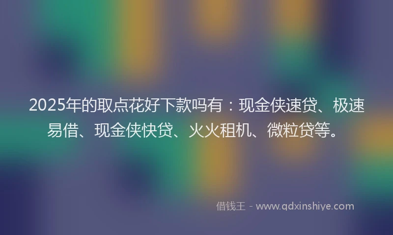 2025年的取点花好下款吗有：现金侠速贷、极速易借、现金侠快贷、火火租机、微粒贷等。