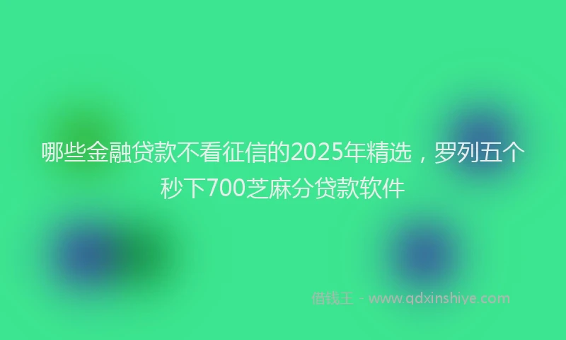 哪些金融贷款不看征信的2025年精选，罗列五个秒下700芝麻分贷款软件