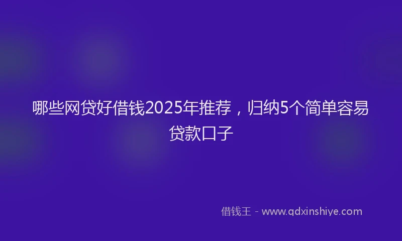 哪些网贷好借钱2025年推荐，归纳5个简单容易贷款口子