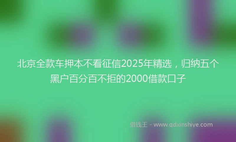 北京全款车押本不看征信2025年精选，归纳五个黑户百分百不拒的2000借款口子