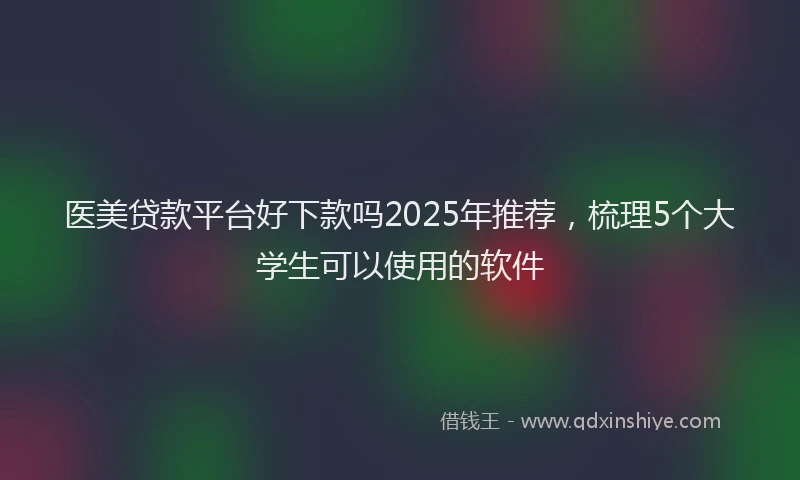 医美贷款平台好下款吗2025年推荐，梳理5个大学生可以使用的软件