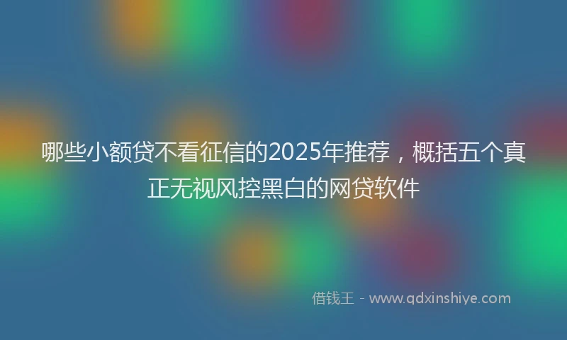 哪些小额贷不看征信的2025年推荐，概括五个真正无视风控黑白的网贷软件