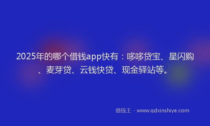 2025年的哪个借钱app快有：哆哆贷宝、星闪购、麦芽贷、云钱快贷、现金驿站等。