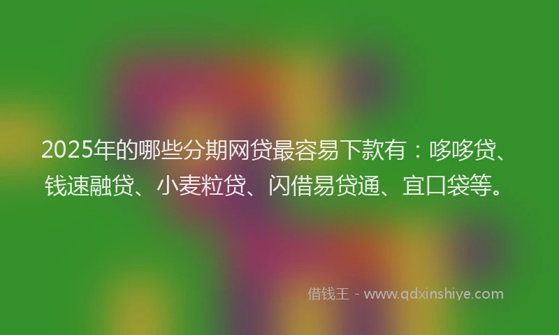 2025年的哪些分期网贷最容易下款有：哆哆贷、钱速融贷、小麦粒贷、闪借易贷通、宜口袋等。