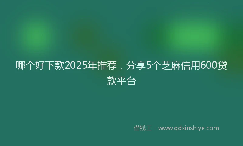 哪个好下款2025年推荐，分享5个芝麻信用600贷款平台