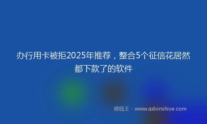 办行用卡被拒2025年推荐，整合5个征信花居然都下款了的软件