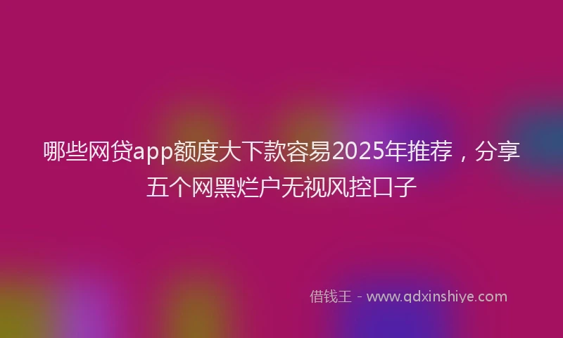 哪些网贷app额度大下款容易2025年推荐，分享五个网黑烂户无视风控口子