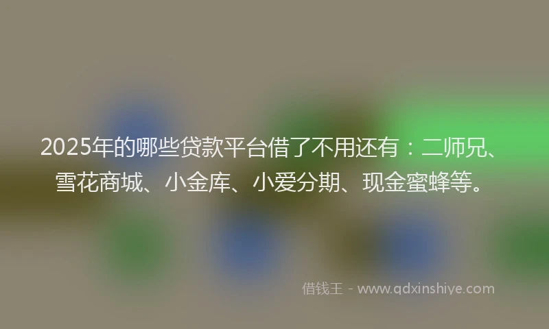 2025年的哪些贷款平台借了不用还有：二师兄、雪花商城、小金库、小爱分期、现金蜜蜂等。