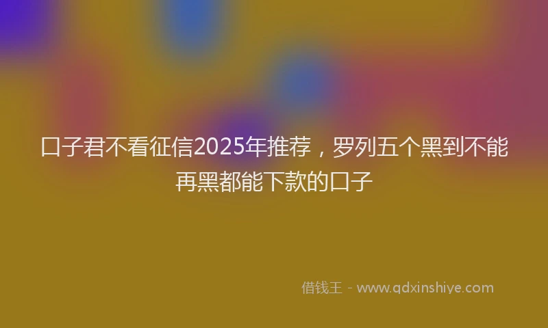 口子君不看征信2025年推荐，罗列五个黑到不能再黑都能下款的口子