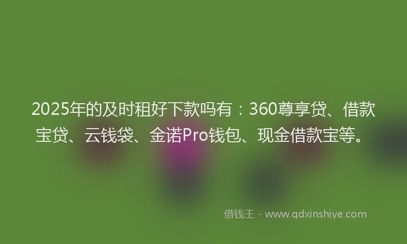 2025年的及时租好下款吗有：360尊享贷、借款宝贷、云钱袋、金诺Pro钱包、现金借款宝等。