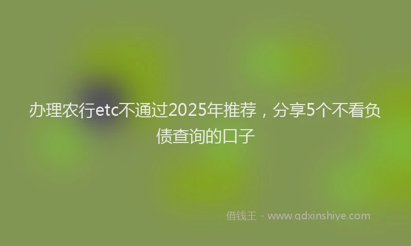 办理农行etc不通过2025年推荐，分享5个不看负债查询的口子