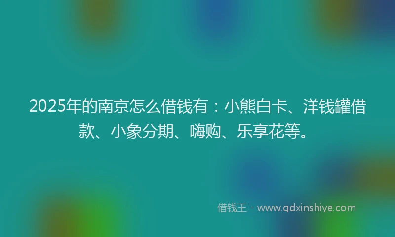 2025年的南京怎么借钱有：小熊白卡、洋钱罐借款、小象分期、嗨购、乐享花等。