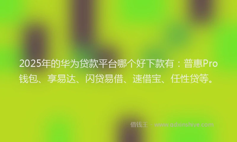 2025年的华为贷款平台哪个好下款有：普惠Pro钱包、享易达、闪贷易借、速借宝、任性贷等。