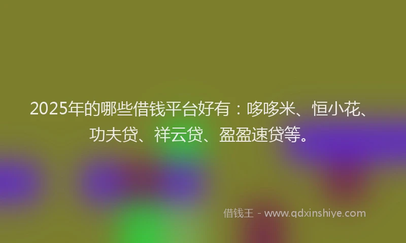 2025年的哪些借钱平台好有：哆哆米、恒小花、功夫贷、祥云贷、盈盈速贷等。