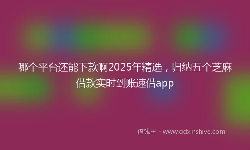 哪个平台还能下款啊2025年精选，归纳五个芝麻借款实时到账速借app