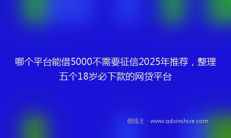 哪个平台能借5000不需要征信2025年推荐，整理五个18岁必下款的网贷平台