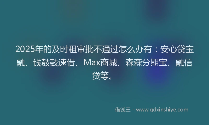 2025年的及时租审批不通过怎么办有：安心贷宝融、钱鼓鼓速借、Max商城、森森分期宝、融信贷等。