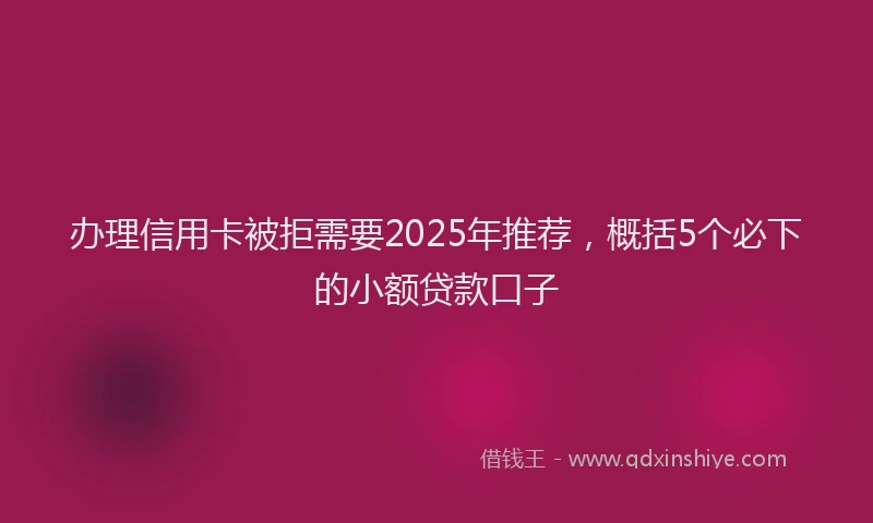 办理信用卡被拒需要2025年推荐，概括5个必下的小额贷款口子