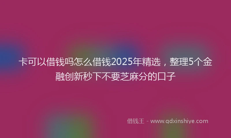 卡可以借钱吗怎么借钱2025年精选，整理5个金融创新秒下不要芝麻分的口子