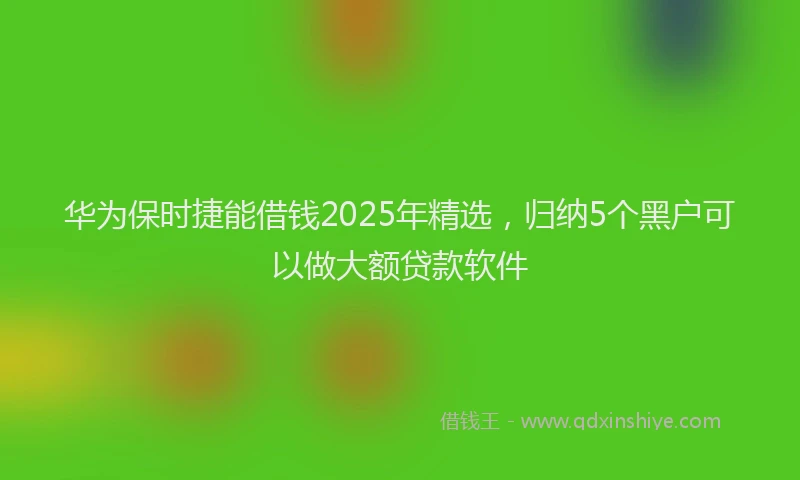 华为保时捷能借钱2025年精选，归纳5个黑户可以做大额贷款软件