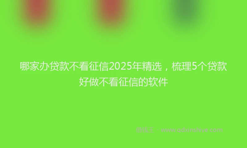 哪家办贷款不看征信2025年精选，梳理5个贷款好做不看征信的软件
